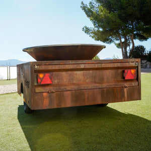 Brasero sur remorque place inox francais 